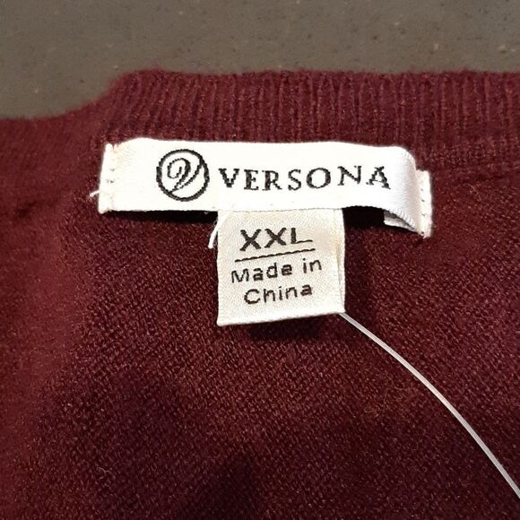Versona Maroon Vee Neck Sweater with Pockets - Picture 2 of 9